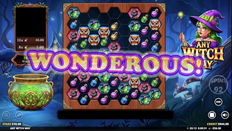 Any Witch Way - grande vitória em Free Games com multiplicadores